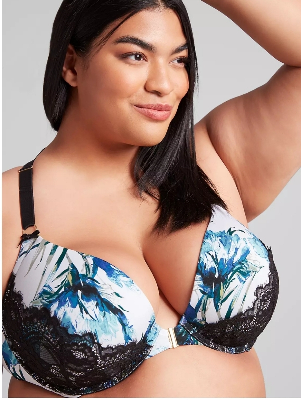 Lane Bryant Cacique Lingerie Exclusive Front Close Boost Plunge Bra Size 34DD